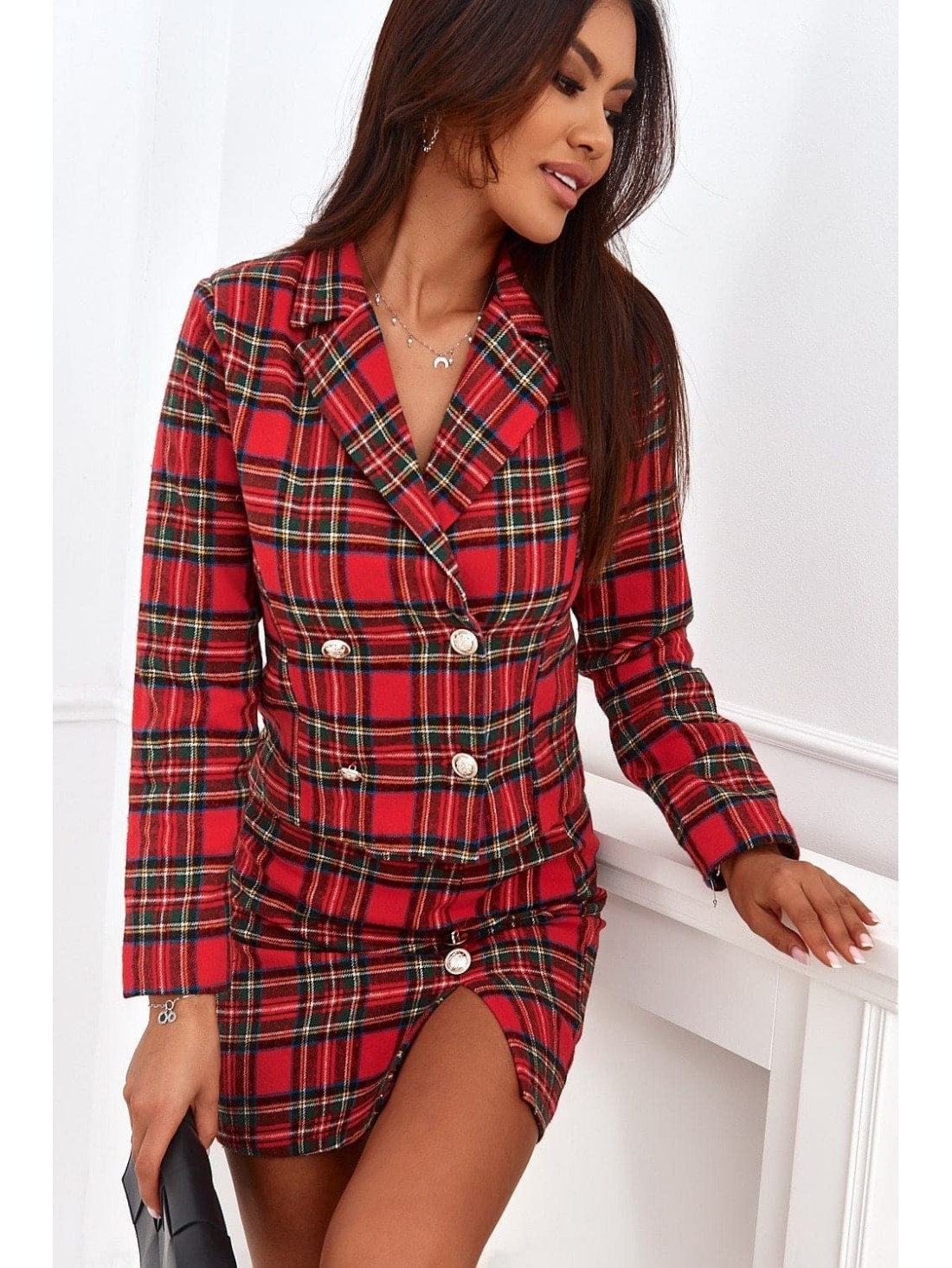 Red and green checkered mini skirt 80077 - Online store - Boutique